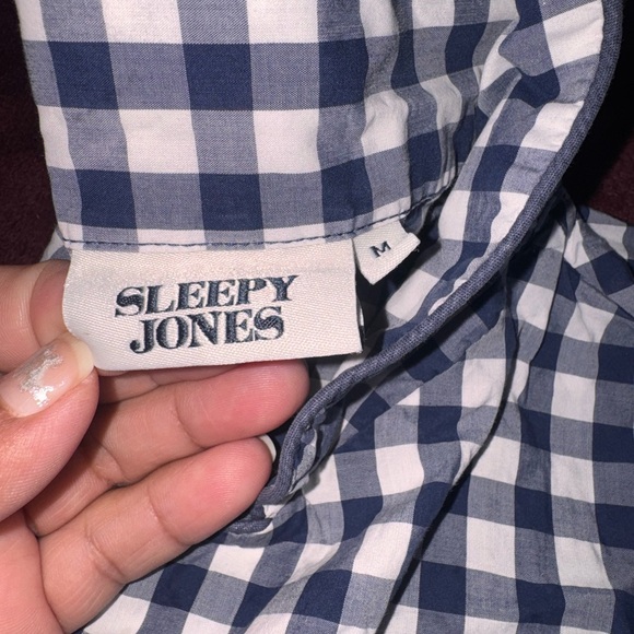 Marina Sleepy Jones Navy and White Gingham Pajama Set - Picture 5 of 6